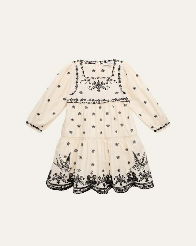 Girl's Kingsley Embroidered Sleeveless Midi Dress, Size 2-14